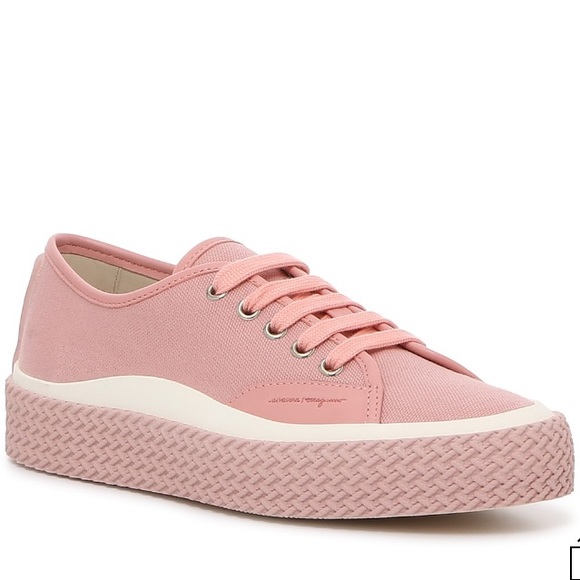 New Salvadore Ferragamo Pink SNEAKERS Lace-up Storm Shoes 7.5 NIB dust bag - Picture 6 of 16